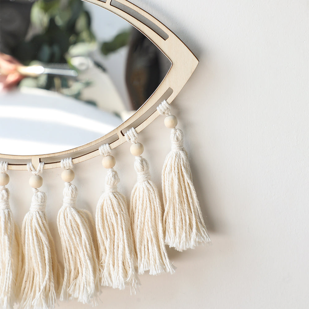 Heim Zeile | Boho Makramee Auge Spiegel Wanddekoration