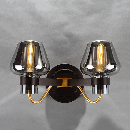 2-Licht Wandleuchte mit Pilzschirm Rauchglas Moderne Schlafzimmer Wandleuchte Beleuchtungseinrichtung