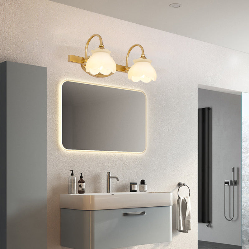 Blossom Badezimmer Waschbecken Spiegel Licht Traditionelle Metall LED 2/3/4 Köpfe Messing Wandmontierte Lampe | Heim Zeile