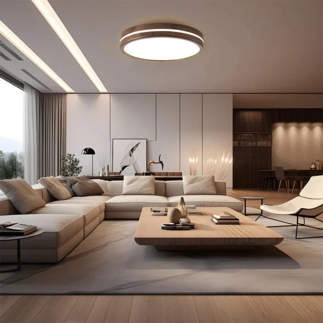 Stilvolle Holz-LED-Deckenleuchte