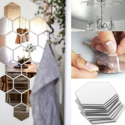 Heim Zeile | Hexagon Spiegel Wandaufkleber