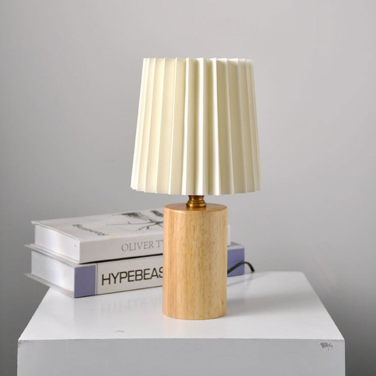 Vintage Korean Fold Column Massivholz-Basis 1-Licht Tischlampe