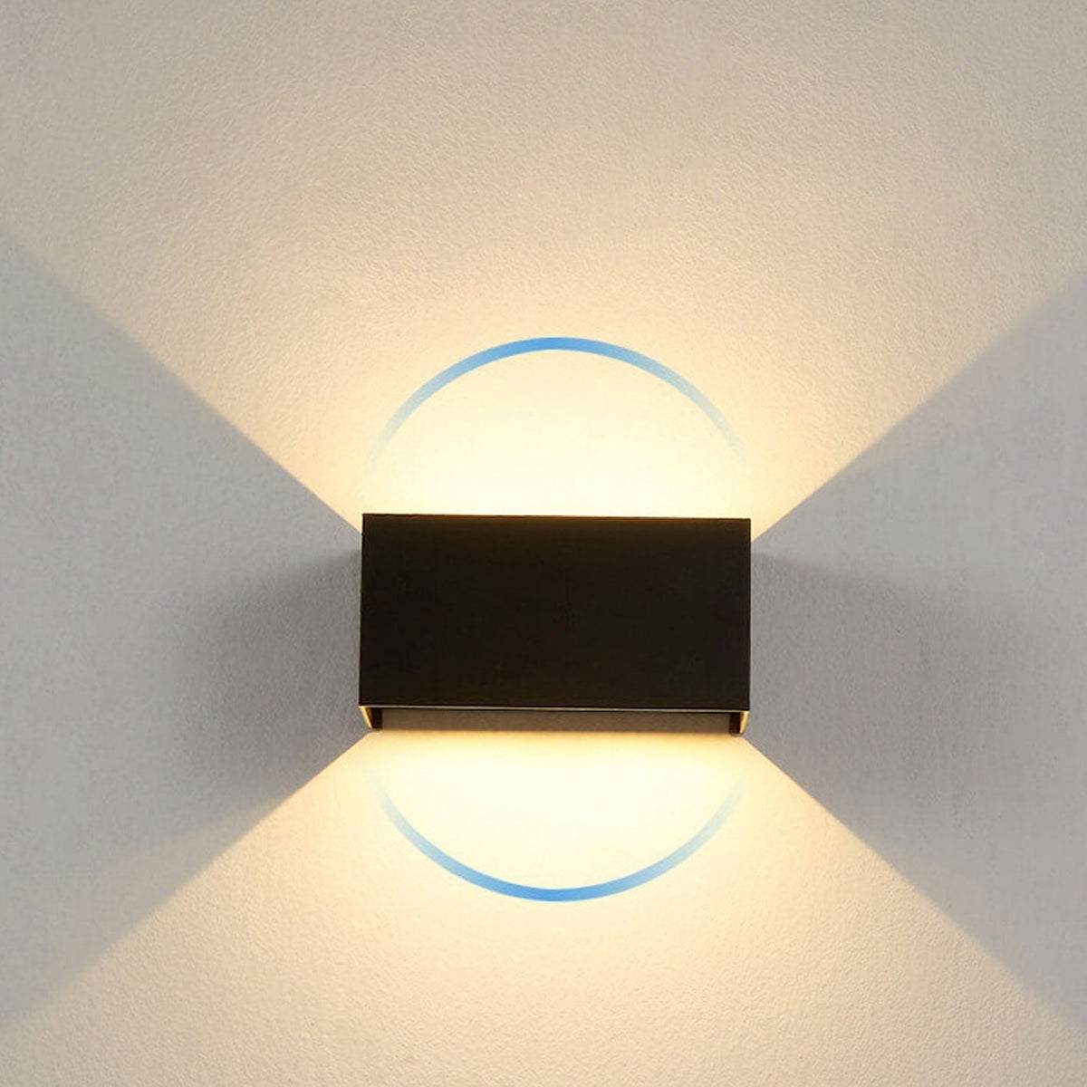 Moderne wasserdichte rechteckige LED-Wandleuchte für den Außenbereich mit Auf- und Abwärtsbeleuchtung