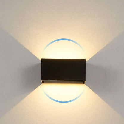 Moderne wasserdichte rechteckige LED-Wandleuchte für den Außenbereich mit Auf- und Abwärtsbeleuchtung