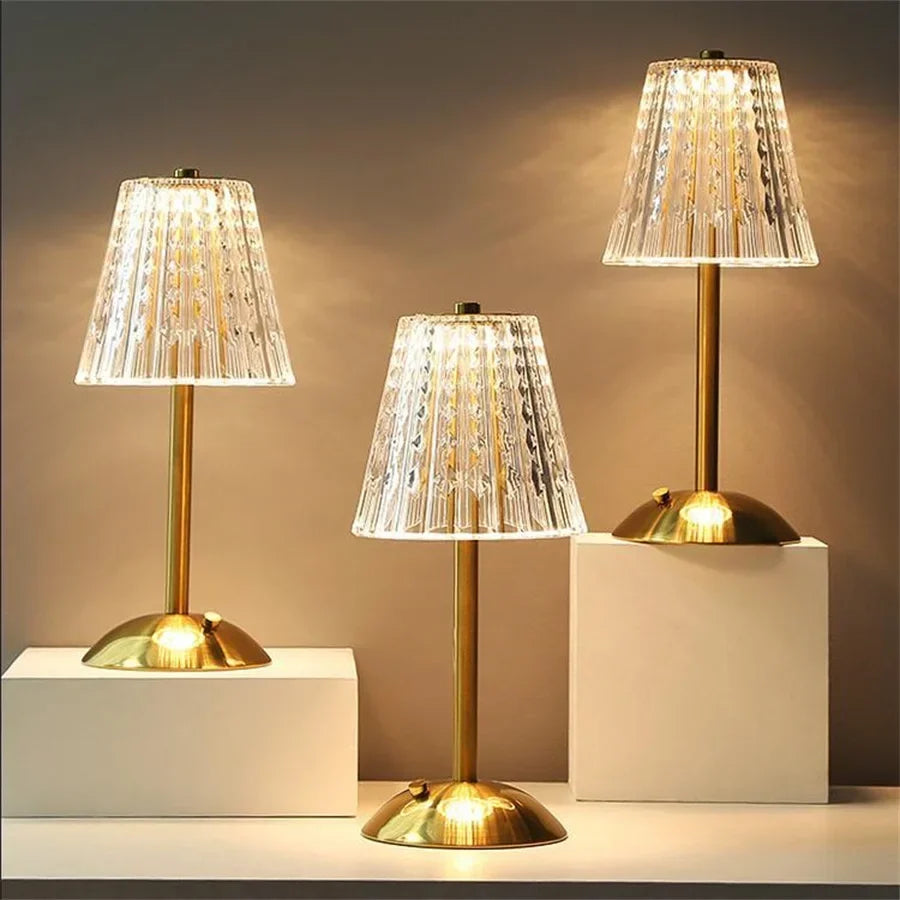 Goldene Kristall Tischlampe