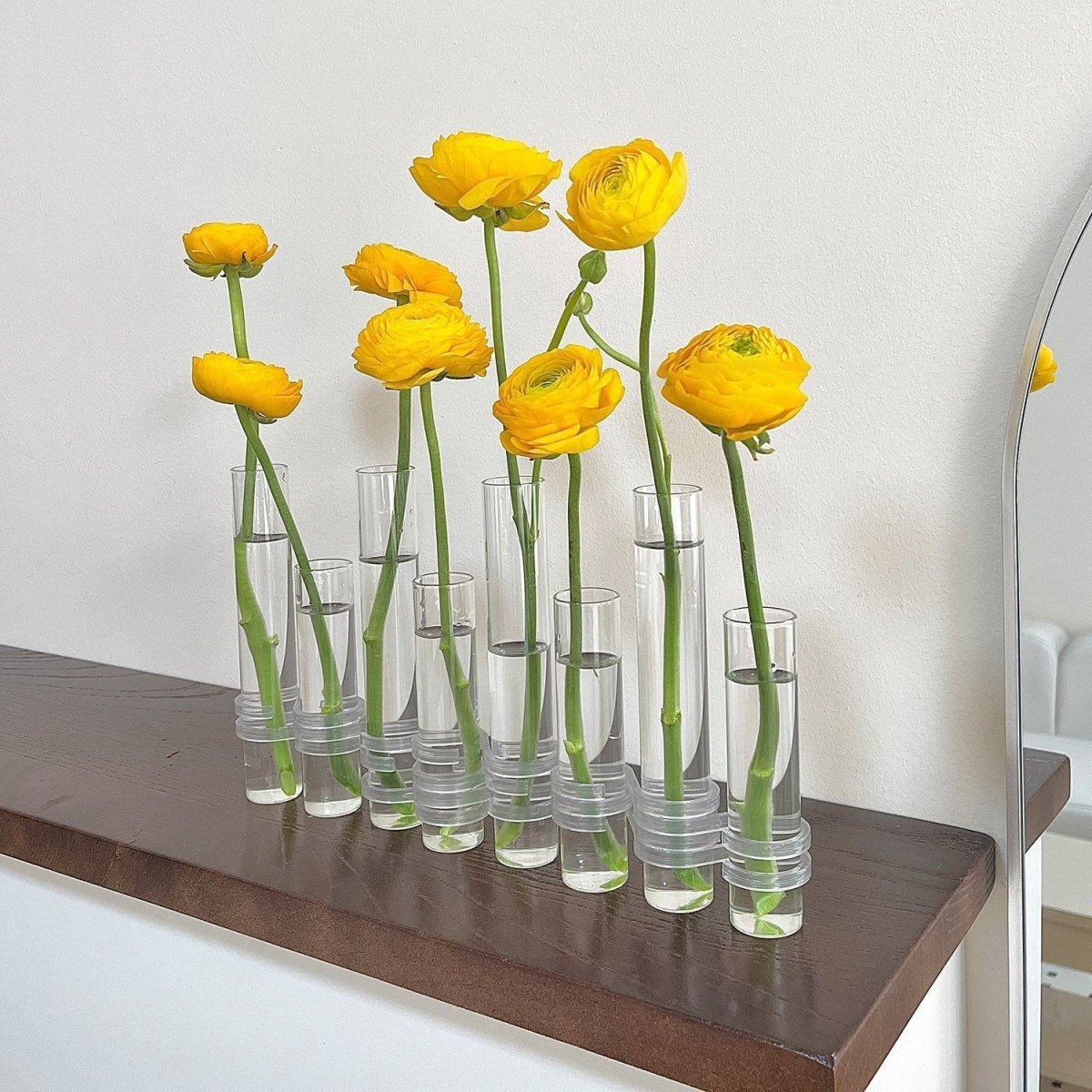 Flexible Blumenvasen mit Scharnieren Moderne Glasrohrvase