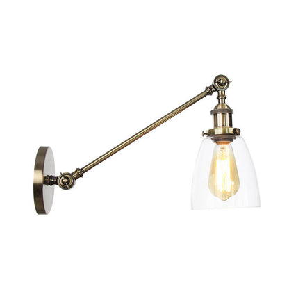 Schwarz/Bronze/Messing 1-Lampe Wandlampenleuchte Industriestil Klarglas Kegelleuchte mit Arm, 8"/12" L