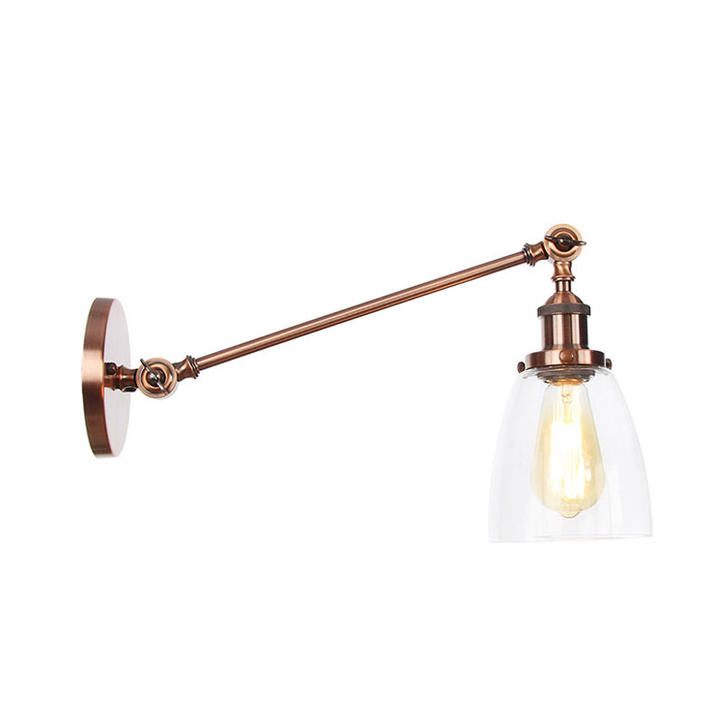 Schwarz/Bronze/Messing 1-Lampe Wandlampenleuchte Industriestil Klarglas Kegelleuchte mit Arm, 8"/12" L