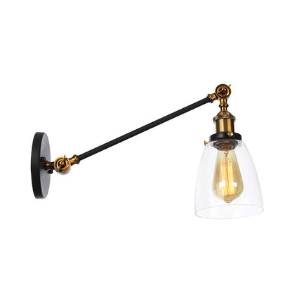 Schwarz/Bronze/Messing 1-Lampe Wandlampenleuchte Industriestil Klarglas Kegelleuchte mit Arm, 8"/12" L