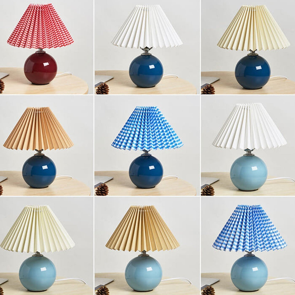 Nordic minimalist 1-flammige Tischlampe aus Keramik mit Falten
