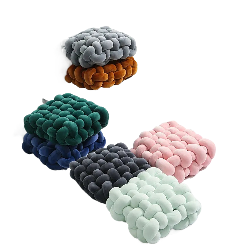 Wohnzimmer Weiches Plüsch Knoten Kissen Sofa Kissen Einfarbig Quadrat Handgewebt Zuhause Werfen Kissen Quadrat Gewebt Sitzkissen Kissen