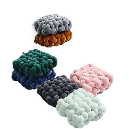 Wohnzimmer Weiches Plüsch Knoten Kissen Sofa Kissen Einfarbig Quadrat Handgewebt Zuhause Werfen Kissen Quadrat Gewebt Sitzkissen Kissen