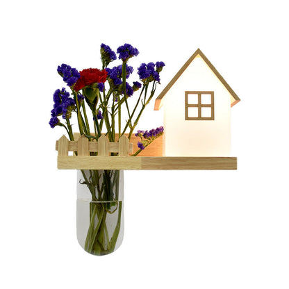 Holz Haus Wandlampe Industrie Creme Glas 1-Licht Restaurant LED Wandleuchten, Links/Rechts