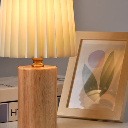 Vintage Korean Fold Column Massivholz-Basis 1-Licht Tischlampe