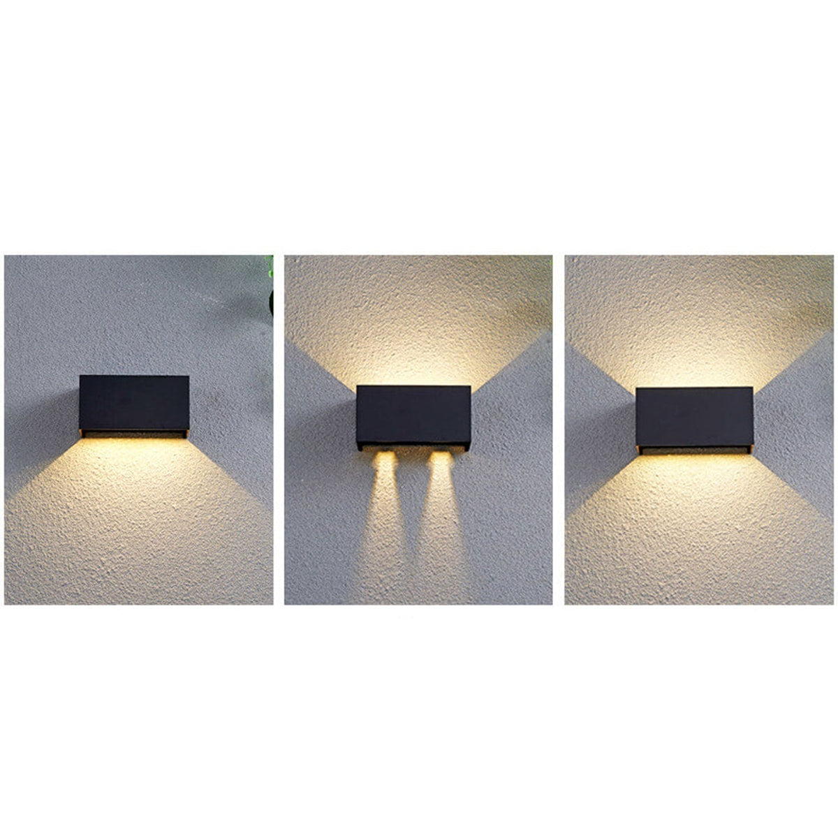 Moderne wasserdichte rechteckige LED-Wandleuchte für den Außenbereich mit Auf- und Abwärtsbeleuchtung