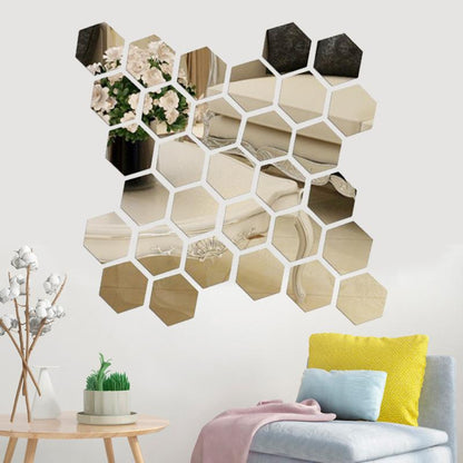 Heim Zeile | Hexagon Spiegel Wandaufkleber