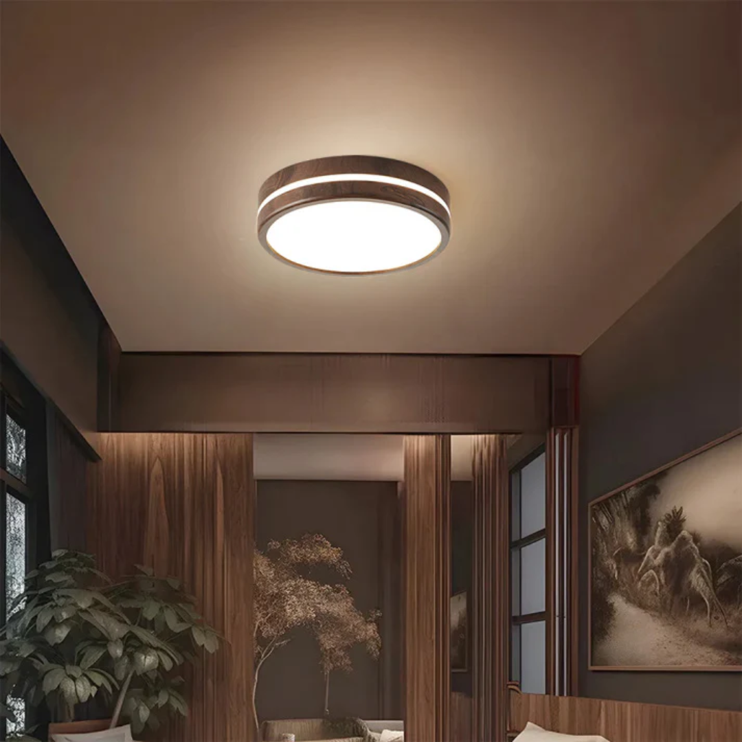 Stilvolle Holz-LED-Deckenleuchte