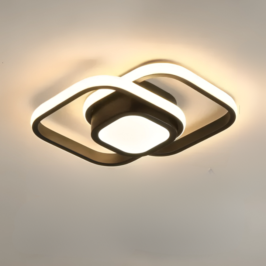 Moderne LED-Deckenlampe 18W | Kreatives Design mit 2 Ringen | Energiesparende Beleuchtung für Wohnzimmer & Büro 24 cm