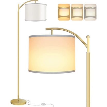 Stehlampe mit 3 Farbtemperaturen LED-Birne, hohe industrielle Stehlampe zum Lesen im Schlafzimmer, Büro, weißer Lampenschirm inklusive