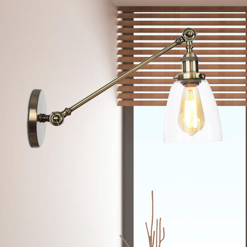 Schwarz/Bronze/Messing 1-Lampe Wandlampenleuchte Industriestil Klarglas Kegelleuchte mit Arm, 8"/12" L