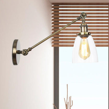 Schwarz/Bronze/Messing 1-Lampe Wandlampenleuchte Industriestil Klarglas Kegelleuchte mit Arm, 8"/12" L