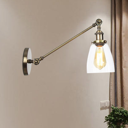 Schwarz/Bronze/Messing 1-Lampe Wandlampenleuchte Industriestil Klarglas Kegelleuchte mit Arm, 8"/12" L