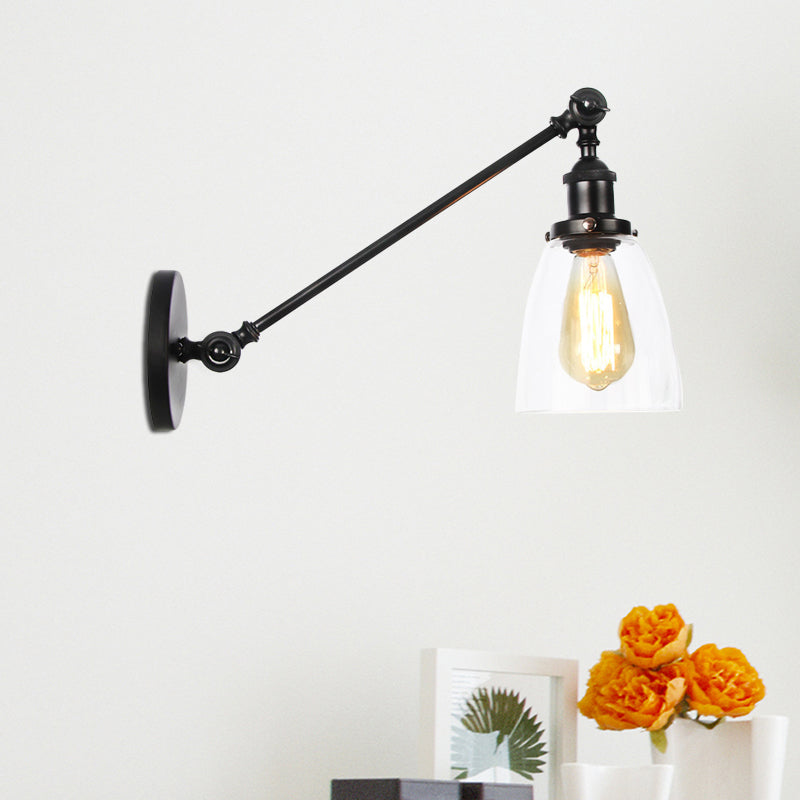 Schwarz/Bronze/Messing 1-Lampe Wandlampenleuchte Industriestil Klarglas Kegelleuchte mit Arm, 8"/12" L