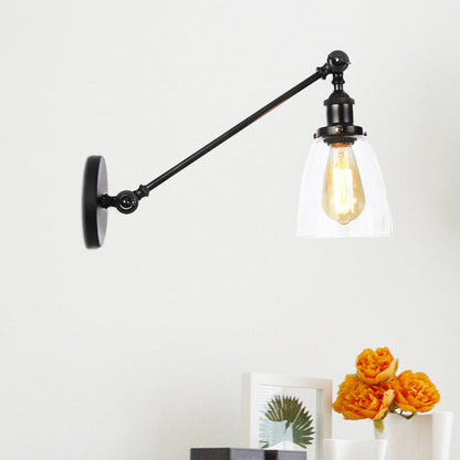 Schwarz/Bronze/Messing 1-Lampe Wandlampenleuchte Industriestil Klarglas Kegelleuchte mit Arm, 8"/12" L