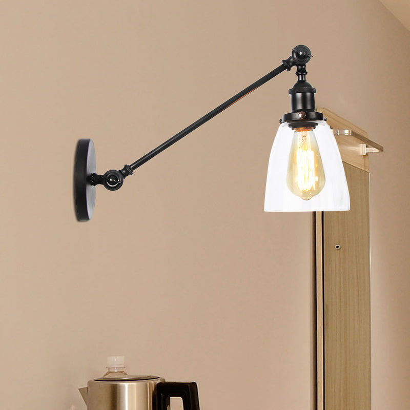 Schwarz/Bronze/Messing 1-Lampe Wandlampenleuchte Industriestil Klarglas Kegelleuchte mit Arm, 8"/12" L