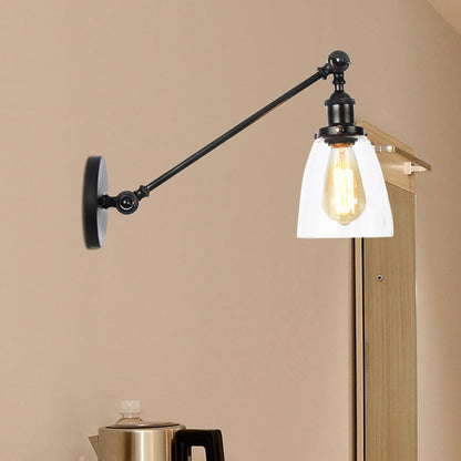 Schwarz/Bronze/Messing 1-Lampe Wandlampenleuchte Industriestil Klarglas Kegelleuchte mit Arm, 8"/12" L