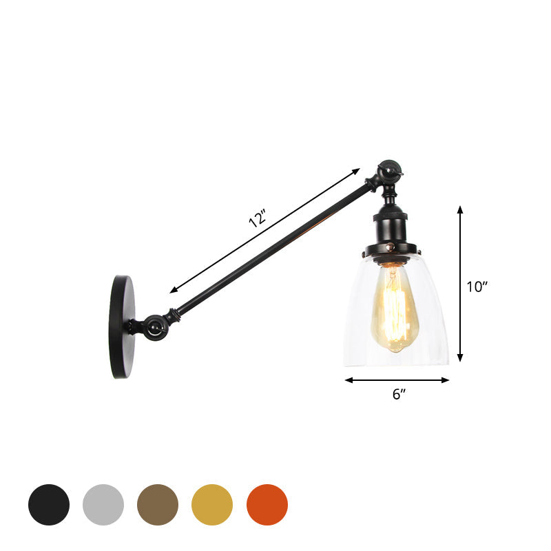 Schwarz/Bronze/Messing 1-Lampe Wandlampenleuchte Industriestil Klarglas Kegelleuchte mit Arm, 8"/12" L