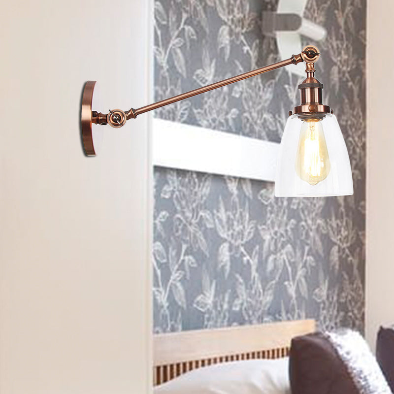 Schwarz/Bronze/Messing 1-Lampe Wandlampenleuchte Industriestil Klarglas Kegelleuchte mit Arm, 8"/12" L