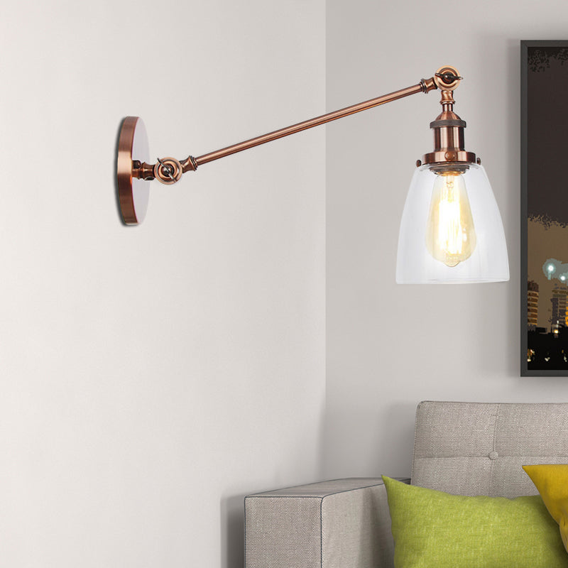Schwarz/Bronze/Messing 1-Lampe Wandlampenleuchte Industriestil Klarglas Kegelleuchte mit Arm, 8"/12" L