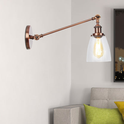Schwarz/Bronze/Messing 1-Lampe Wandlampenleuchte Industriestil Klarglas Kegelleuchte mit Arm, 8"/12" L