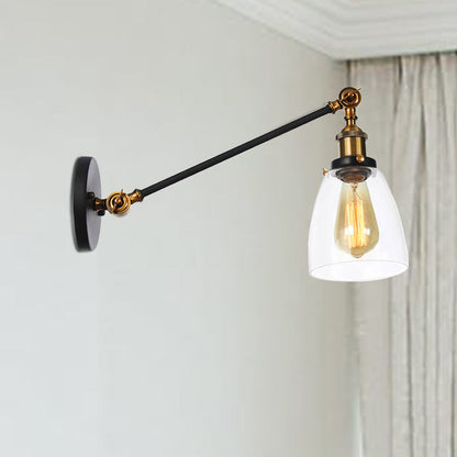 Schwarz/Bronze/Messing 1-Lampe Wandlampenleuchte Industriestil Klarglas Kegelleuchte mit Arm, 8"/12" L