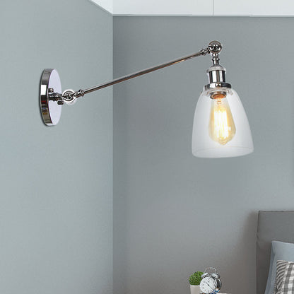 Schwarz/Bronze/Messing 1-Lampe Wandlampenleuchte Industriestil Klarglas Kegelleuchte mit Arm, 8"/12" L