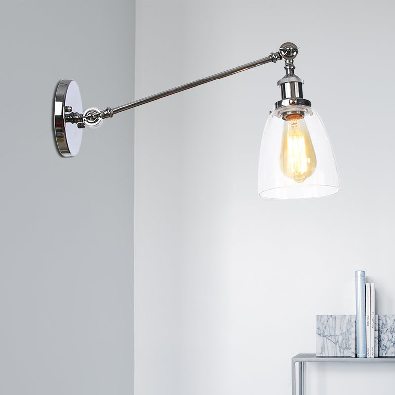 Schwarz/Bronze/Messing 1-Lampe Wandlampenleuchte Industriestil Klarglas Kegelleuchte mit Arm, 8"/12" L