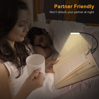 Kaufen Sie 9 LED-USB-wiederaufladbare Leselampe für das Lesen im Bett - augenfreundlich, stufenlos dimmbar | Kleine leichte Clip-Leselampe