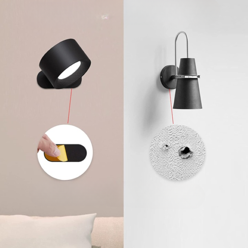 LED-Wandleuchten, wandmontierte Lampen mit wiederaufladbarem Akku, 3 Farbtemperaturen & 3 Helligkeitsstufen, 360° drehbare Magnetkugel, kabellose Wandleuchten für Studium, Lesen, Nachttisch