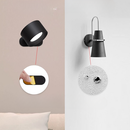 LED-Wandleuchten, wandmontierte Lampen mit wiederaufladbarem Akku, 3 Farbtemperaturen & 3 Helligkeitsstufen, 360° drehbare Magnetkugel, kabellose Wandleuchten für Studium, Lesen, Nachttisch