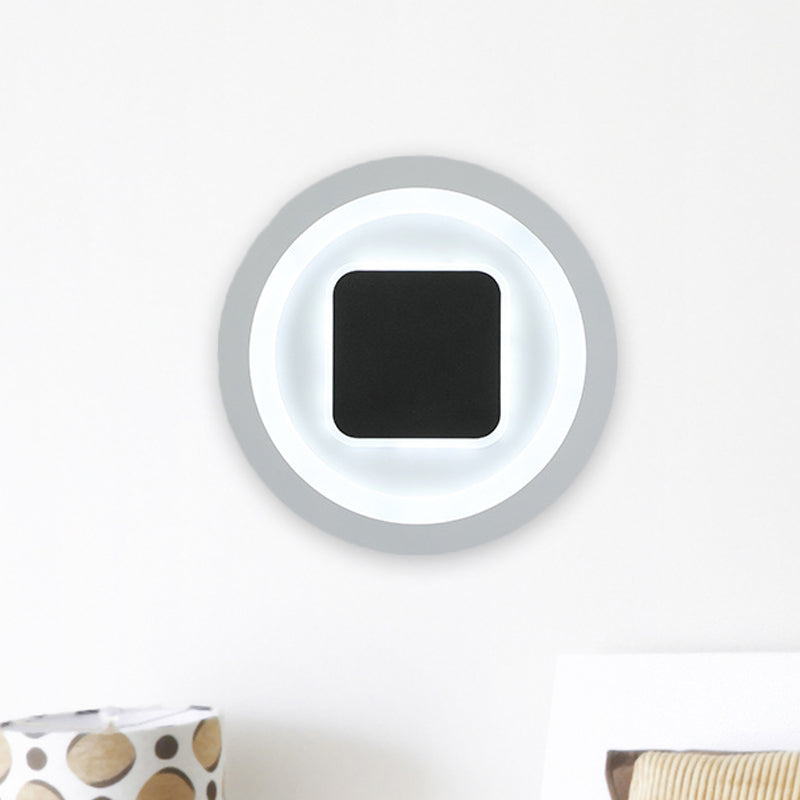 Quadratische und runde Wandlampen Modernismus Metall LED Schlafzimmer Wandbeleuchtung in Schwarz und Weiß