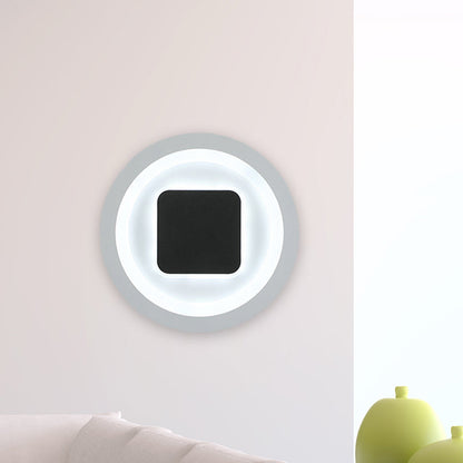 Quadratische und runde Wandlampen Modernismus Metall LED Schlafzimmer Wandbeleuchtung in Schwarz und Weiß