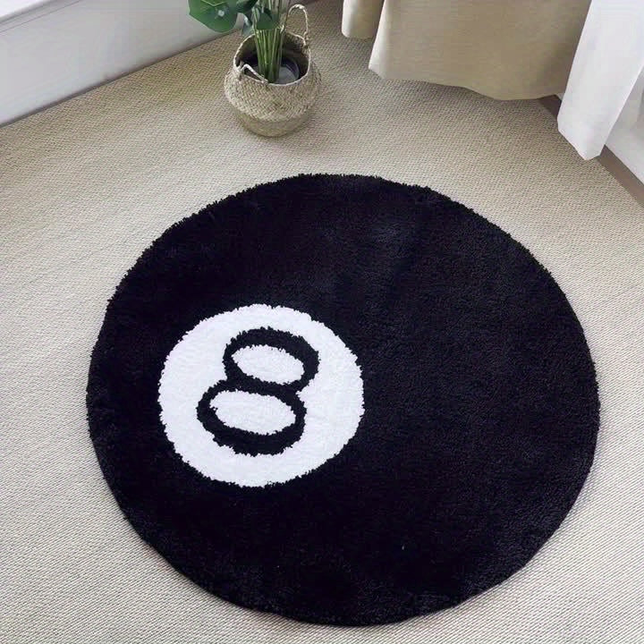 8 Ball Billard Runde Fußmatte – Rutschfester Teppich für Wohnzimmer, Badezimmer & Dekoration | Verfügbar in Größen