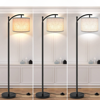 Stehlampe mit 3 Farbtemperaturen LED-Birne, hohe industrielle Stehlampe zum Lesen im Schlafzimmer, Büro, weißer Lampenschirm inklusive