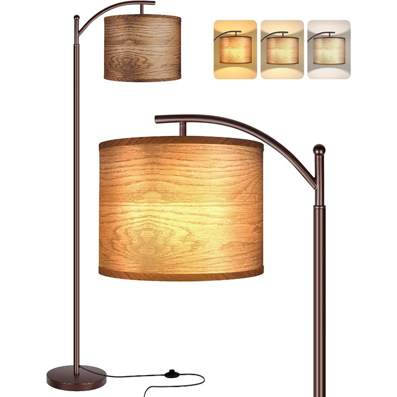 Stehlampe mit 3 Farbtemperaturen LED-Birne, hohe industrielle Stehlampe zum Lesen im Schlafzimmer, Büro, weißer Lampenschirm inklusive
