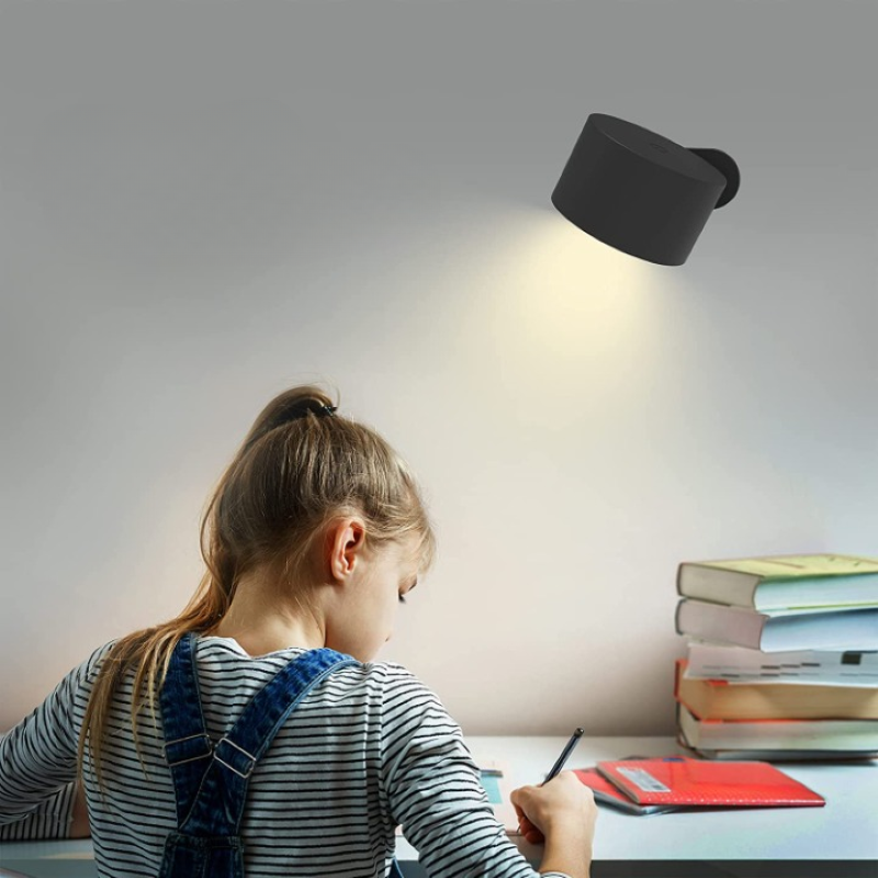 LED-Wandleuchten, wandmontierte Lampen mit wiederaufladbarem Akku, 3 Farbtemperaturen & 3 Helligkeitsstufen, 360° drehbare Magnetkugel, kabellose Wandleuchten für Studium, Lesen, Nachttisch