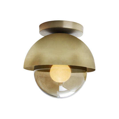 Metallic Halbmond Wandleuchte Modernist 1-Licht Messing/Chrom Wandleuchte mit Orb Tan Glasschirm für Flur
