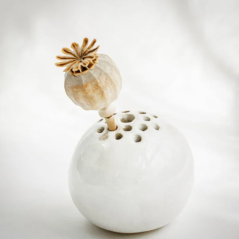 Handgefertigte Vase Blumen Stein Tischdekoration