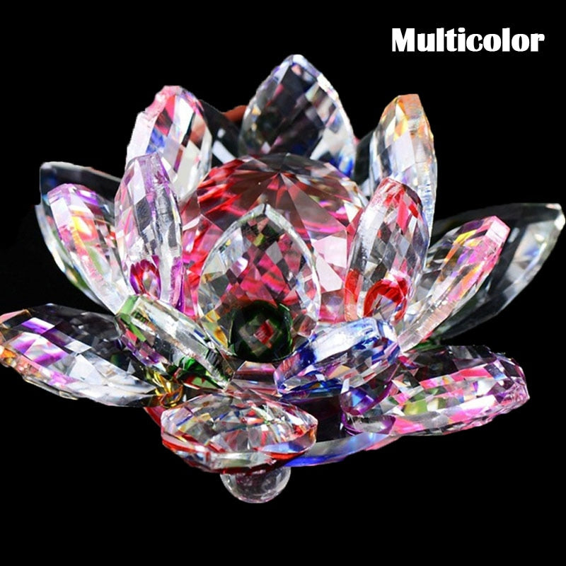 80Mm Quarz-Kristalle Lotusblumen-Handwerk Glas Fengshui Ornamente Heilsteine Heim Party Wicca Dekor Yoga Geschenke Souvenir