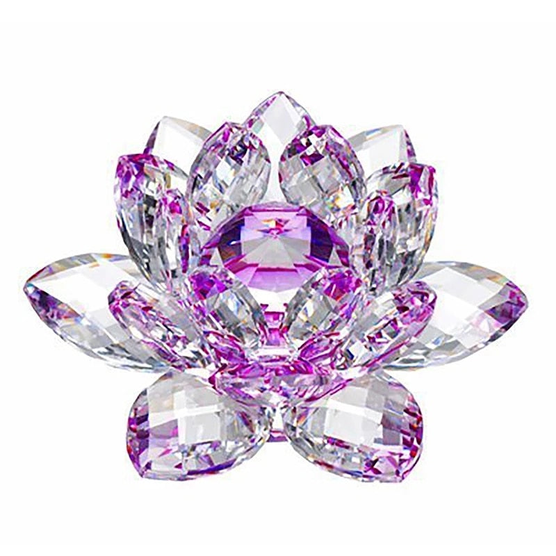 80Mm Quarz-Kristalle Lotusblumen-Handwerk Glas Fengshui Ornamente Heilsteine Heim Party Wicca Dekor Yoga Geschenke Souvenir